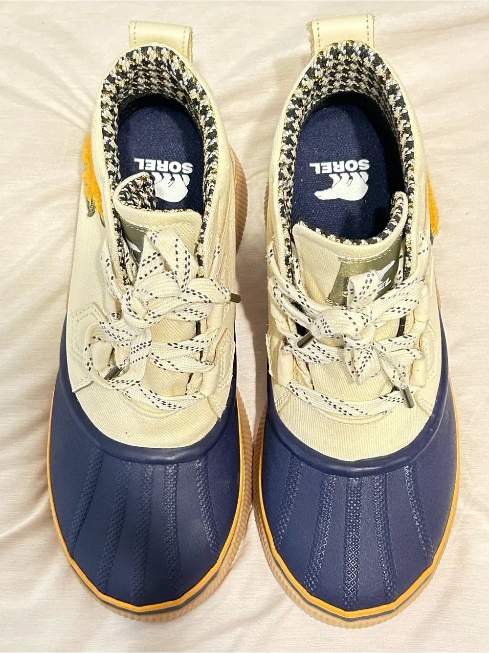 Sorel Women's Duck Boots in Navy, Cream & Tan - Picture 3 of 5